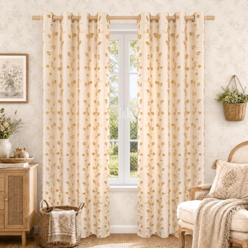 BGment Yellow Linen Curtains for Living Room 84 inches Long - 2 Panels - color: Yellow, size: 52"W x 84"L (Pack of 2)