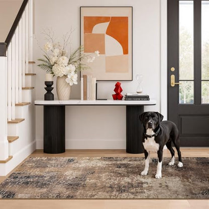 Merelax 2x6 Hallway Runner Rug Washable Non-Slip Brown Red Low Pile Carpet - color: Brown Red, size: 2' x 6'(24''x72'')
