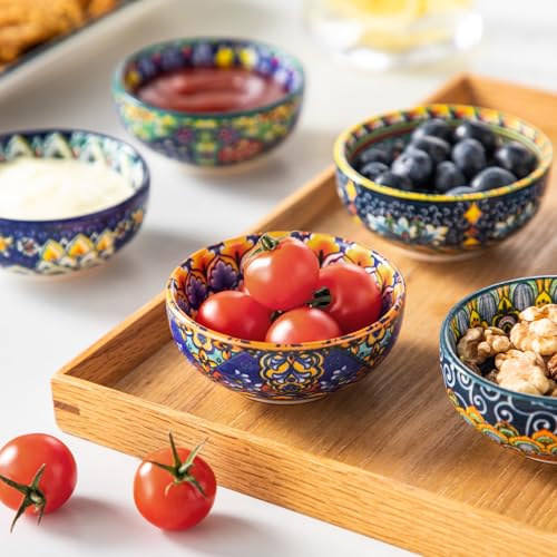 vancasso SIMI 2.7 Oz Ceramic Dipping Bowls Set of 6, Bohemian Sauce Bowls