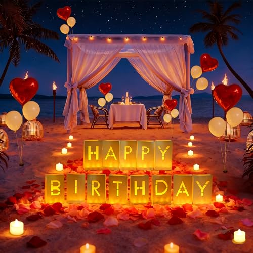Happy Birthday Decorations, Light Up Letters - color: Happy Birthday