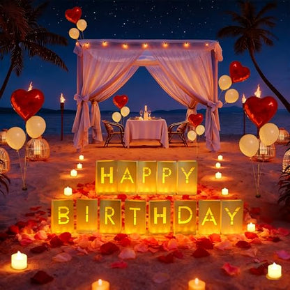 Happy Birthday Decorations, Light Up Letters - color: Happy Birthday