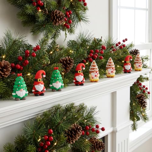 60 Pcs Mini Christmas Gnomes Figurines, Tiny Santa Tree Gnomes Ornaments - color: Christmas, size: 60 Pcs