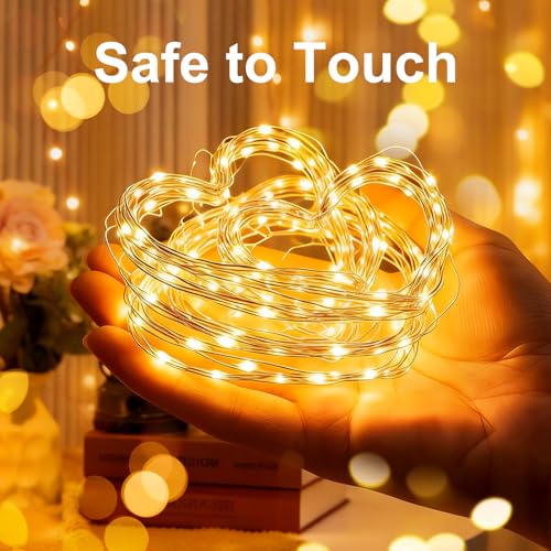 2Pack USB Plug in Fairy String Lights,16ft 50 LED Copper with Remote and Timer, 8 Modes Waterproof Twinkle String Lights Battery Powered for Bedroom Indoor Party Wedding Christmas Decoration - color: Warm Color, size: 2 Pack