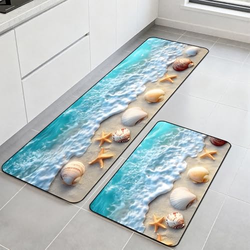 Kitchen Rugs Set of 2, Non-Slip Washable Floor Mats, Colorful Decorative Absorbent Runner Rugs for Kitchen Sink & Stove, Hallways Entryway and Laundry16.9 x27.6 + 16.9"x47.2" - color: Color-11