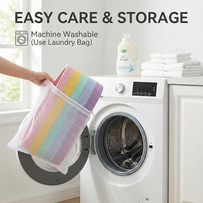 JMvicyroam 65L Extra Large Machine Washable Cotton Rope Blanket Basket - color: Rainbow, size: 65L