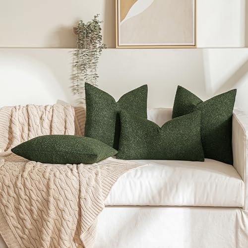 MIULEE Christmas Textured Boucle Lumbar Pillow Cover for Bed 12x20 Dark Green - color: Dark Green, size: 20" x 12" (Pack of 1)