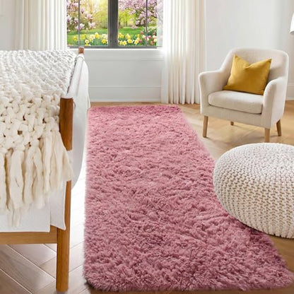 Blush Runner Rugs for Bedroom Living Room, Fluffy 2x6 Hallway Soft Area Rug - color: Blush, size: 2' x 6' (Runner)
