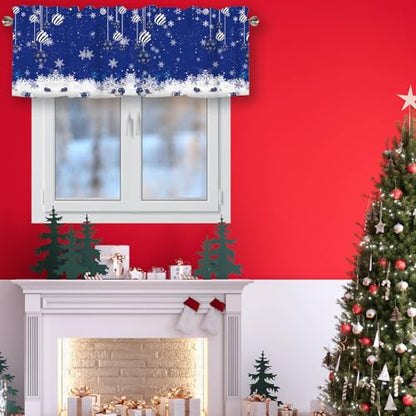 Christmas Snowflake Valances for Windows 1 Panel, 42x12 in - color: Blue, size: 42"W x 12"L (Pack of 1)