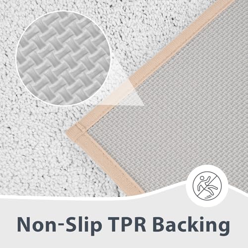 anllugs Bathroom Rugs, 30" x 46" Soft Bath Rugs, Beige & White - color: Beige & White, size: 30" X 46"