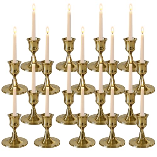 Bronze Wine Glass Metal Candlestick Holders -Vintage Modern Metal Taper Candle Holders, Decorative Centerpiece for Table Mantel, Wedding Kitchen Home Decor, Wedding Gift,18Pcs - color: Bronze, size: 18Pcs