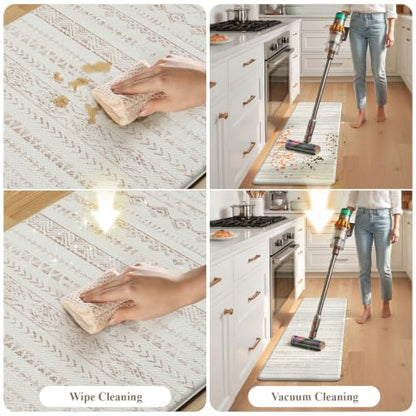 KIMODE Kitchen Mats Cushioned Anti Fatigue,Farmhouse Kitchen Rugs Sets of 2 - color: Khaki Diamond, size: 17.3" x 47 "+ 17.3" x 29 "--0.47 inches