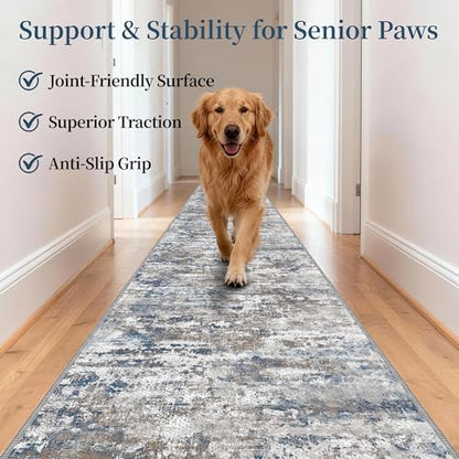 Long Hallway Runner Rug 2.6x12ft Textured Non Slip for Dogs,Multi - color: Abstract-multi, size: 2'7" x 12' (Runner)