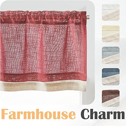 jinchan Kitchen Valance Curtain Double Layers, 50x16, 1 Panel, Burgundy - color: Double Layer | Burgundy, size: 50"W x 16"L (Pack of 1)