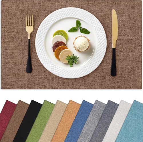 Homaxy Cloths Placemats for Dining Table Set of 4, 13" x 19", Brown - color: Brown, size: Placemats Set of 4