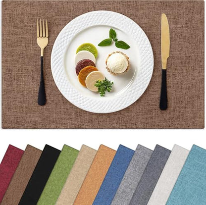 Homaxy Cloths Placemats for Dining Table Set of 4, 13" x 19", Brown - color: Brown, size: Placemats Set of 4