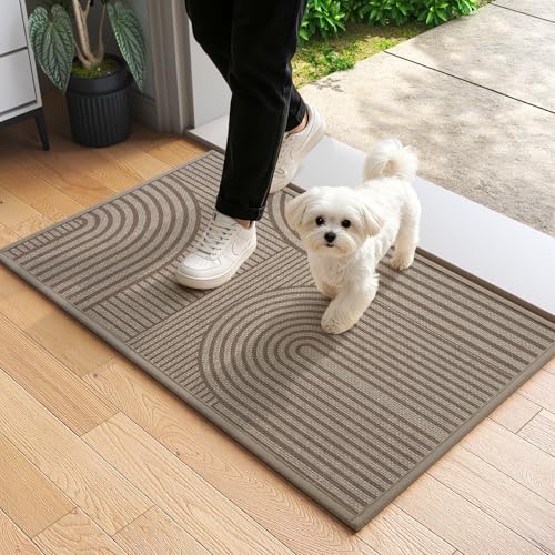 Door Mat Indoor Entrance Front Entry Mats,17''x30'',Brown | Absorbent Dirt Resist Non Slip Indoor Low-Profile Welcome Mats for Kitchen,Living Room,Laundry Room - color: A Mountain Brown, size: 17''x30''