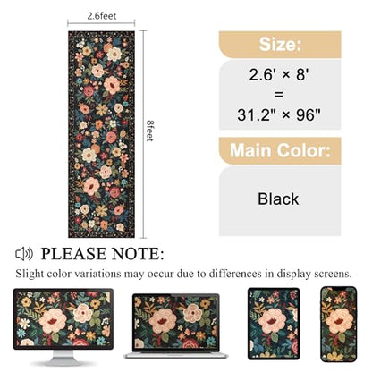 DUKINO 2.6x8 Runner Rug, Washable Runner Rug for Hallway Non Slip, Black - color: Black, size: 2'6" x 8' (Rectangular)