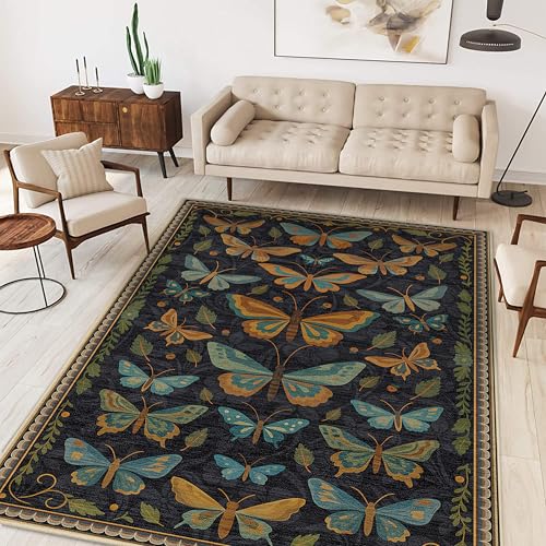 Butterfly Rug 4x6 for Living Room Butterflies Insect Machine Washable Rugs - color: Butterfly, size: 4' x 6' (Rectangular)