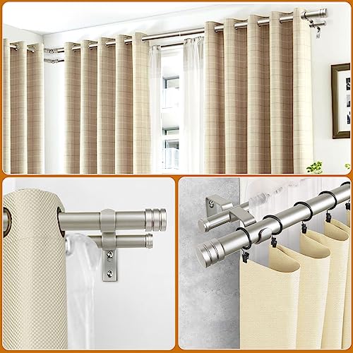 HOTOZON Double Bay Window Curtain Rods 36 to 72 Inches(Center Rod), Silver - color: Antque Silver