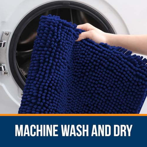 OLANLY Toilet Rugs U-Shaped 20x20, Soft Absorbent Chenille Contour Rugs - color: Navy, size: 20" X 20" Contour Rug
