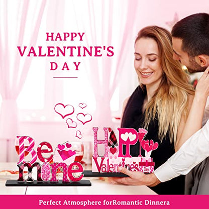 Valentine's Day Decorations Romantic Tabletop Centerpiece Signs Love Wooden Table Sign Valentines Decorations for Home Decor Gift Dining Room Table Wedding Anniversary Party - style: Valentines decorations