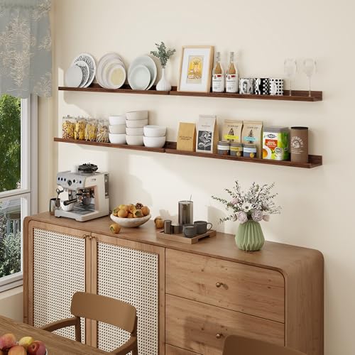 Axeman Picture Ledge Shelf, 36 Inch Walnut Floating Shelves Set of 4 - color: Walnut, size: 36 Inch