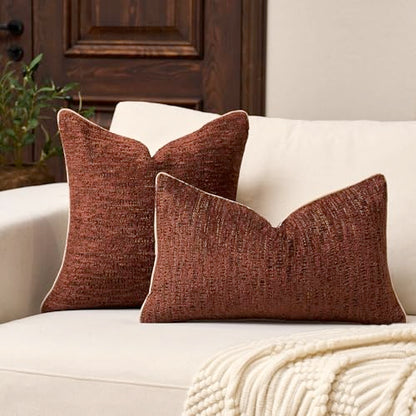 Yangest Chenille Pillow Cover 20 x 20 Inches, Thick Textured Square Throw Pillow Cover Farmhouse Modern Soft Accent Couch Neutral Pillow Cover for Living Room Bedroom, Red - color: Red, size: 20" x 20" (Pack of 1)