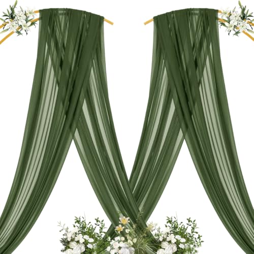 Sheer Gauze Wedding Arch Draping Fabric 29" x 20 FT 1 Panel Moss Green - color: Olive Green, size: 29"w x 240"l (Pack of 1)