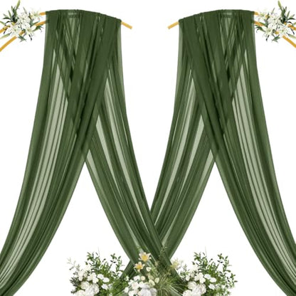 Sheer Gauze Wedding Arch Draping Fabric 29" x 20 FT 2 Panel Moss Green - color: Olive Green, size: 29"w x 240"l (Pack of 2)