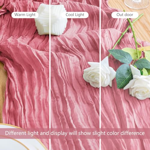 Cheesecloth Table Runner 10FT Pink Boho Gauze Rustic Sheer Table Runners - color: Pink, size: 1 Pack