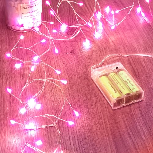 Minetom Fairy Lights Battery Operated, Twinkle String Lights 5ft 60LED - color: Pink