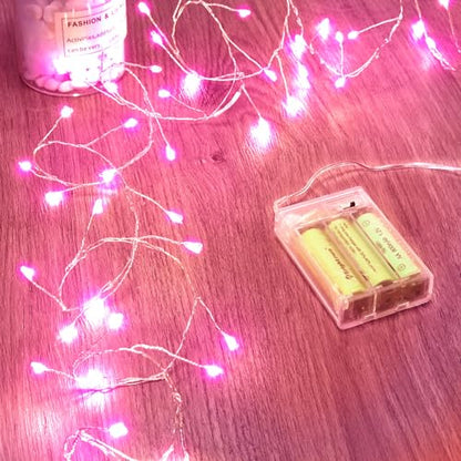 Minetom Fairy Lights Battery Operated, Twinkle String Lights 5ft 60LED - color: Pink