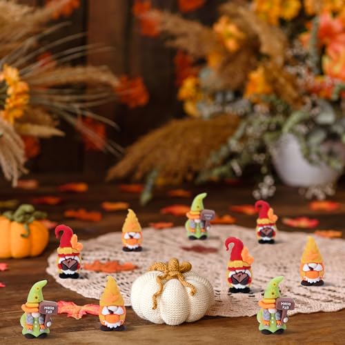 60 Pcs Fall Mini Gnomes Figurines, Thanksgiving Miniature Gnome Ornaments - color: Thanksgiving, size: 60 Pcs