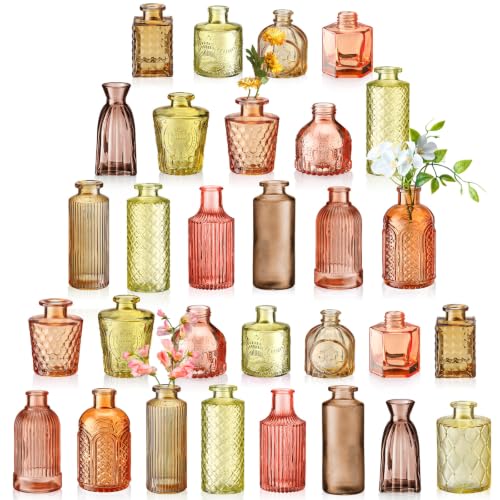 Yaomiao 30 Pcs Glass Bud Vases Centerpieces, Orange Yellow Series - color: Orange Yellow Series