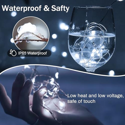 12 Pcs White Fairy Lights Waterproof 7Ft 20LED String Light - color: White, size: 12 PCS