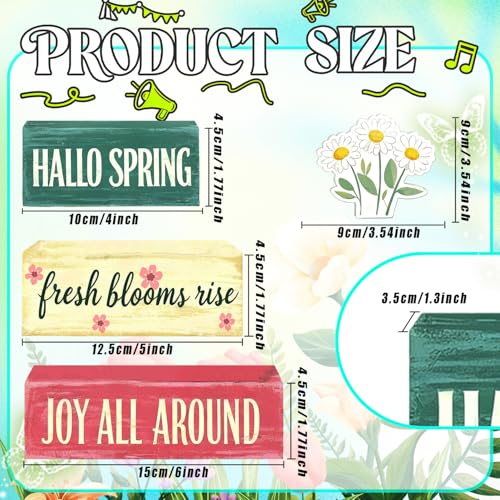 Spring Decoration Wooden Tiered Tray Decor – Rustic Hallo Spring Stacked Block Sign with Daisy Flower Topper – Farmhouse Tabletop Spring Decor for Living Room Shelf Kitchen Coffee Bar Seasonal Home Display - style: Hallo Spring