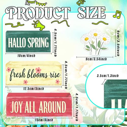 Spring Decoration Wooden Tiered Tray Decor – Rustic Hallo Spring Stacked Block Sign with Daisy Flower Topper – Farmhouse Tabletop Spring Decor for Living Room Shelf Kitchen Coffee Bar Seasonal Home Display - style: Hallo Spring