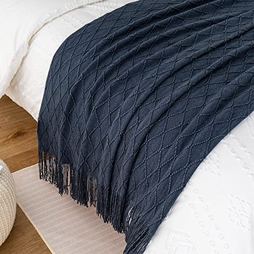 BATTILO HOME Navy Blue Throw Blanket for Couch, 52"x80" - color: Navy, size: 52 x 80 in.