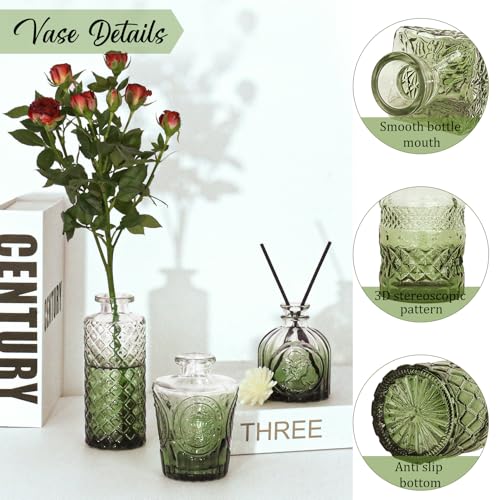Set of 36 Glass Bud Vases Small Flower Vases for Centerpieces(Green) - color: Green