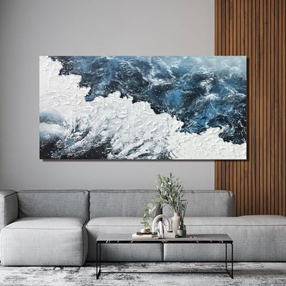 Blue White Wall Art Abstract Canvas Wall Pictures for Living Room 20"x40" - color: XY-01B, size: 40"L x 20"W