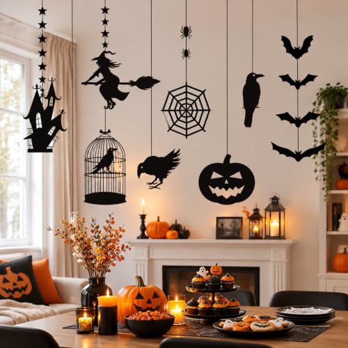 Halloween Witch Party Decorations Black Hanging Banner Garland Decorations