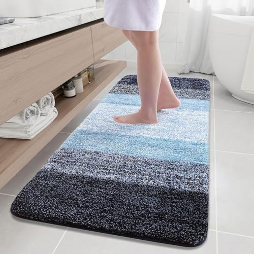 Arotive Microfiber Bathroom Rugs, Shaggy Soft Absorbent Bath Rug, 59x35 - color: Blue, size: 59" X 35"