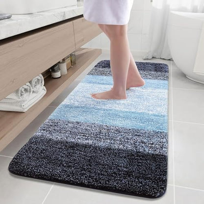 Arotive Microfiber Bathroom Rugs, Shaggy Soft Absorbent Bath Rug, 59x35 - color: Blue, size: 59" X 35"
