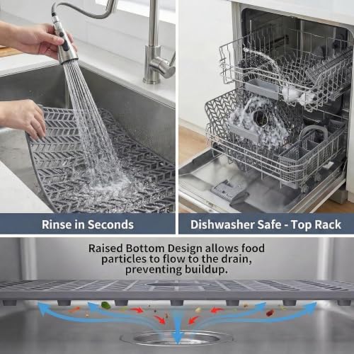 AWOKE Sink Protectors for Kitchen Sink 26x14in Center Drain Sink Mat - size: 26 x 14 Center Drain