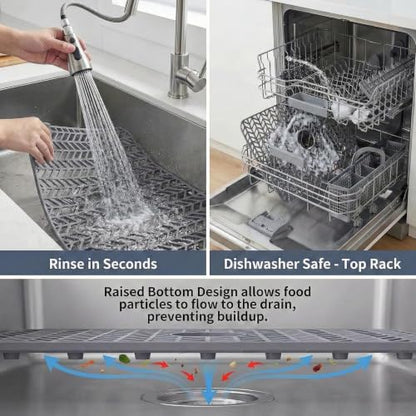 AWOKE Sink Protectors for Kitchen Sink 26x14in Center Drain Sink Mat - size: 26 x 14 Center Drain