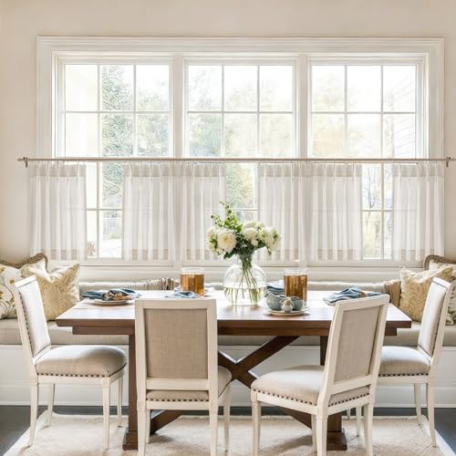 Vision Home Natural Linen Pinch Pleated Tier Curtains 30 inch - color: Natural/Pinch, size: 25"W x 30"L (Pack of 2)