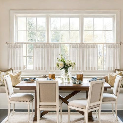 Vision Home Natural Linen Pinch Pleated Tier Curtains 24 inch - color: Natural/Pinch, size: 25"W x 24"L (Pack of 2)
