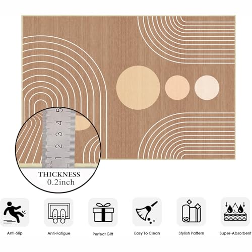 Area Rug 6x9 Boho Modern Geometric Brown Abstract Rug Living Room Washable - color: Camel Brown, size: 9' x 6' (Rectangular)