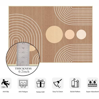Area Rug 6x9 Boho Modern Geometric Brown Abstract Rug Living Room Washable - color: Camel Brown, size: 9' x 6' (Rectangular)