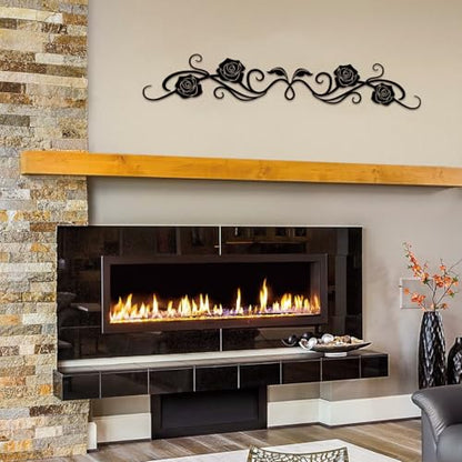 ESTART Metal Rose Scroll Wall Decor, Long Iron Scroll Vine Wall Art - color: Rose Scroll